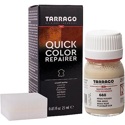 Tarrago Schoenen- en accessoireverf van leer, glad leer en canvas Sneldrogende kleurstof die schoenen herstelt en beschermt tegen kleine slijtage, Beige Roze (660) 20.00 ml Tarrago Schoenen- en accessoireverf van leer, glad leer en canvas Sneldrogende kleurstof die schoenen herstelt en beschermt tegen kleine slijtage, Beige Roze (660) 20.00 ml