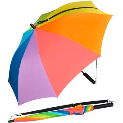 iX-brella Automatische paraplu met riem om over de schouder te dragen, Regenboog iX-brella Automatische paraplu met riem om over de schouder te dragen, Regenboog