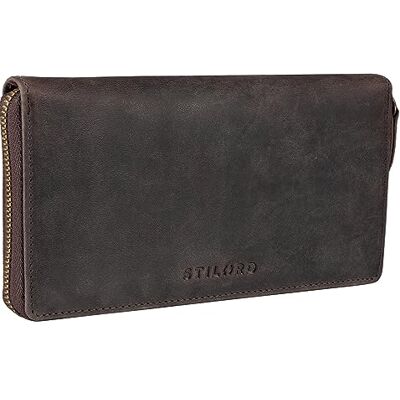 STILORD 'Emilia' Portemonnee van leer met RFID- en NFC-bescherming, portemonnee voor dames, elegante geschenkdoos, kleur: zwart, Donkerbruin, Klassiek STILORD 'Emilia' Portemonnee van leer met RFID- en NFC-bescherming, portemonnee voor dames, elegante geschenkdoos, kleur: zwart, Donkerbruin, Klassiek