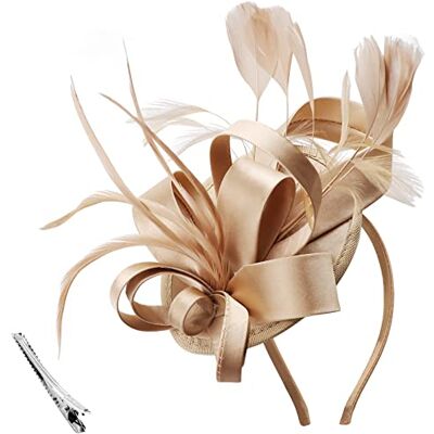 DRESHOW Fascinators Hoed Linten veren op een hoofdband clip cocktail thee party hoeden voor meisjes en vrouwen Eén maat DRESHOW Fascinators Hoed Linten veren op een hoofdband clip cocktail thee party hoeden voor meisjes en vrouwen Eén maat