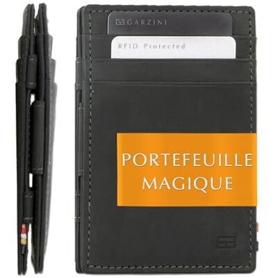 GARZINI slanke minimalistische magische herenportemonnee van echt leer. Anti-hacking kaarthouder met RFID-bescherming. 10 kaartvakken, Taille unique GARZINI slanke minimalistische magische herenportemonnee van echt leer. Anti-hacking kaarthouder met RFID-bescherming. 10 kaartvakken, Taille unique