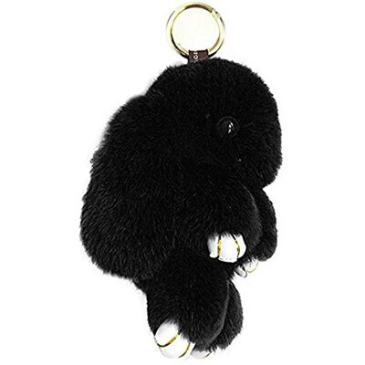 Bestowal Sleutelhanger van zacht en pluizig imitatiebont, zwart., Ketting Bestowal Sleutelhanger van zacht en pluizig imitatiebont, zwart., Ketting