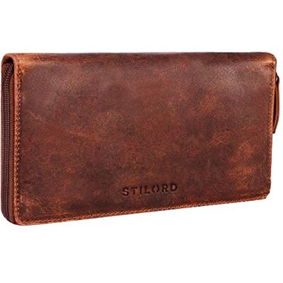 STILORD 'Emilia' Portemonnee van leer met RFID- en NFC-bescherming, portemonnee voor dames, elegante geschenkdoos, kleur: kara cognac STILORD 'Emilia' Portemonnee van leer met RFID- en NFC-bescherming, portemonnee voor dames, elegante geschenkdoos, kleur: kara cognac