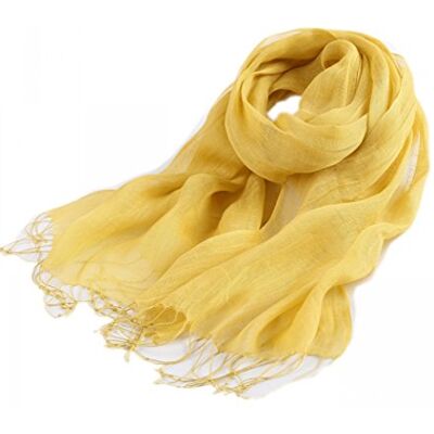Prettystern Dames Heren 100% Linnen Sjaal Effen Kleurrijke Franjes Geweven Lente en Zomer T17 Mosterdgeel 200 / 60 cm Prettystern Dames Heren 100% Linnen Sjaal Effen Kleurrijke Franjes Geweven Lente en Zomer T17 Mosterdgeel 200 / 60 cm