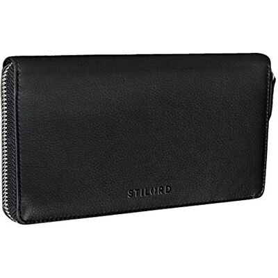 STILORD 'Emilia' Portemonnee van leer met RFID- en NFC-bescherming, portemonnee voor dames, elegante geschenkdoos, kleur: zwart STILORD 'Emilia' Portemonnee van leer met RFID- en NFC-bescherming, portemonnee voor dames, elegante geschenkdoos, kleur: zwart