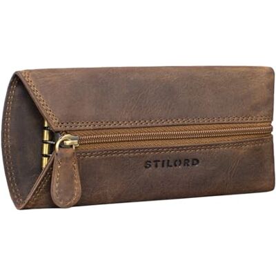 STILORD Janne Sleutelhoes van leer in vintage-stijl, sleutelhanger voor heren, portemonnee, kleine etui, met RFID-blokkering, twee ringen, Medium bruin, S, portemonnee STILORD Janne Sleutelhoes van leer in vintage-stijl, sleutelhanger voor heren, portemonnee, kleine etui, met RFID-blokkering, twee ringen, Medium bruin, S, portemonnee