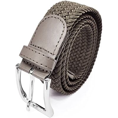 Glamexx24 Uniseks elastische riem van gevlochten stof voor dames en heren, Khaki (stad) 110 Glamexx24 Uniseks elastische riem van gevlochten stof voor dames en heren, Khaki (stad) 110