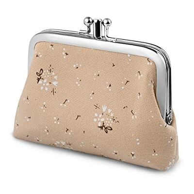 SCSpecial Mini-portemonnee voor dames, retro, bloemen, portemonnee, portemonnee, canvas, mini-portemonnee, Gypsophila Beige, Retro SCSpecial Mini-portemonnee voor dames, retro, bloemen, portemonnee, portemonnee, canvas, mini-portemonnee, Gypsophila Beige, Retro