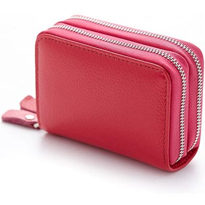 JUVEL Portemonnee van echt leer voor dames, creditcardhouder van leer, dubbele ritssluiting, wisselzak, portemonnee, kaarthouder, mini eenvoudige muntzak, Roze, 100% gloednieuw JUVEL Portemonnee van echt leer voor dames, creditcardhouder van leer, dubbele ritssluiting, wisselzak, portemonnee, kaarthouder, mini eenvoudige muntzak, Roze, 100% gloednieuw