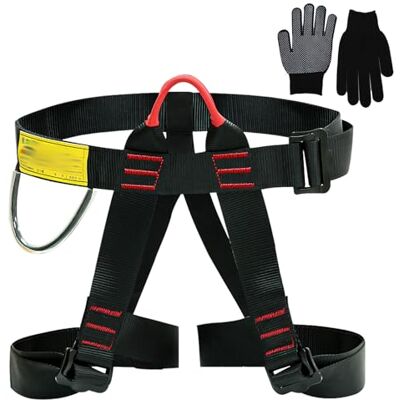 Nizirioo Klimharnas, half-body klimharnas met handschoenen, polyester veiligheidsgordel, geschikt voor bergbeklimmen, klimmen en meer Nizirioo Klimharnas, half-body klimharnas met handschoenen, polyester veiligheidsgordel, geschikt voor bergbeklimmen, klimmen en meer