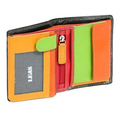 LEAS Kleine portemonnee voor dames en heren, staand formaat, echt leer, meerkleurig, 10 x 8,5 cm LEAS Kleine portemonnee voor dames en heren, staand formaat, echt leer, meerkleurig, 10 x 8,5 cm