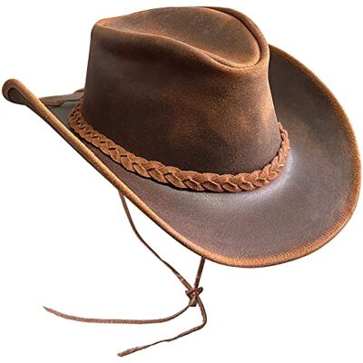 BRANDSLOCK Handgemaakte lichtgewicht cowboyhoed voor dames en heren met brede duurzame rand, Bruin, S S BRANDSLOCK Handgemaakte lichtgewicht cowboyhoed voor dames en heren met brede duurzame rand, Bruin, S S
