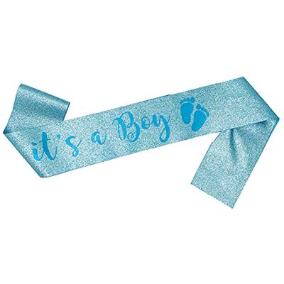 OMISS Sjaal Glitter It's a Boy voor een babyshower, glinsterend, blauw OMISS Sjaal Glitter It's a Boy voor een babyshower, glinsterend, blauw