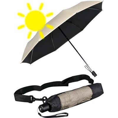 iX-brella City trekking paraplu met extra lange stok en uv- en hittebescherming, Beige-zwart, uv-bescherming en hittebescherming, Handopener zakparaplu iX-brella City trekking paraplu met extra lange stok en uv- en hittebescherming, Beige-zwart, uv-bescherming en hittebescherming, Handopener zakparaplu
