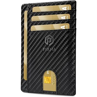 PIRNA Slanke en kleine creditcardhouder, portemonnee voor mannen en vrouwen, met geldvak en geschenkdoos, RFID-creditcardhouder, creditcardhouder voor mannen, koolstofvezel, Minimalistisch PIRNA Slanke en kleine creditcardhouder, portemonnee voor mannen en vrouwen, met geldvak en geschenkdoos, RFID-creditcardhouder, creditcardhouder voor mannen, koolstofvezel, Minimalistisch