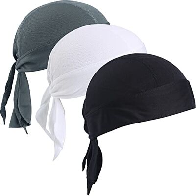 VIAUMBR Bandana herenpet, fietsen, wandelen, bandana, piraat, onder fietshelm, luchtige stof voor zwemmen, joggen, hardlopen, bergen en motorfiets (zwart + grijs + wit) 54-64 VIAUMBR Bandana herenpet, fietsen, wandelen, bandana, piraat, onder fietshelm, luchtige stof voor zwemmen, joggen, hardlopen, bergen en motorfiets (zwart + grijs + wit) 54-64