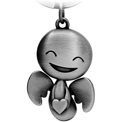 FABACH Gelukkige beschermengel sleutelhanger met hart, mooie metalen engelhanger, gelukscadeau voor auto, rijd, antiek zilver, eenheidsmaat, Europees FABACH Gelukkige beschermengel sleutelhanger met hart, mooie metalen engelhanger, gelukscadeau voor auto, rijd, antiek zilver, eenheidsmaat, Europees
