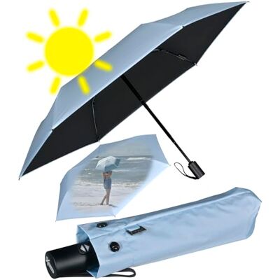 iX-brella Mini-paraplu met automatisch openen en sluiten met uv-bescherming en warmte, IJszwart UV- en hittebescherming, Automatische zakparaplu iX-brella Mini-paraplu met automatisch openen en sluiten met uv-bescherming en warmte, IJszwart UV- en hittebescherming, Automatische zakparaplu