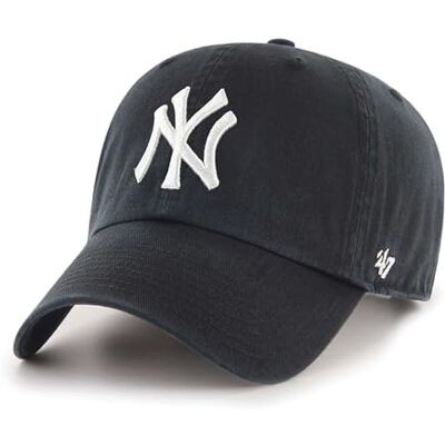 47 MLB New York Yankees Clean Up Baseballpet met verstelbare riem en gesp, wit logo, zwart 47 MLB New York Yankees Clean Up Baseballpet met verstelbare riem en gesp, wit logo, zwart