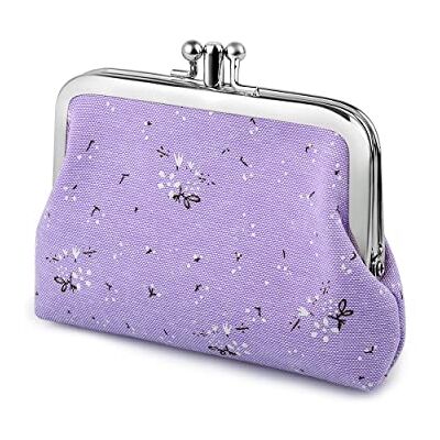SCSpecial Mini-portemonnee voor dames, retro, bloemen, portemonnee, portemonnee, canvas, mini-portemonnee, Gypsophila Paars, Retro SCSpecial Mini-portemonnee voor dames, retro, bloemen, portemonnee, portemonnee, canvas, mini-portemonnee, Gypsophila Paars, Retro