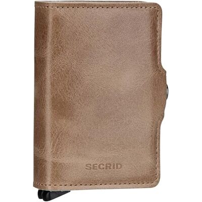 Secrid Bric's Vintage stijl dubbele lederen portemonnee, Taupe, klassiek Secrid Bric's Vintage stijl dubbele lederen portemonnee, Taupe, klassiek