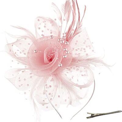 DRESHOW Fascinatorhoed, met veer, voor bruiloft, hoofdband met clip, cocktail- en theeparty, hoed voor meisjes en vrouwen, Eén maat One Size DRESHOW Fascinatorhoed, met veer, voor bruiloft, hoofdband met clip, cocktail- en theeparty, hoed voor meisjes en vrouwen, Eén maat One Size