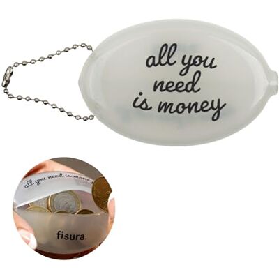 Fisura Witte ovale gum portemonnee "All you need" retro portemonnee met ketting, unisex mini pocket portemonnee origineel cadeau-idee. 1 stuk Fisura Witte ovale gum portemonnee "All you need" retro portemonnee met ketting, unisex mini pocket portemonnee origineel cadeau-idee. 1 stuk