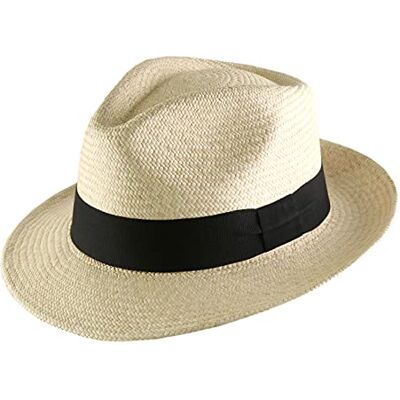 Classic Italy Panama Cubano, authentiek panama-hoed, traditioneel vlechtwerk in Ecuador, voor dames of heren, Natuurlijk. 59 Classic Italy Panama Cubano, authentiek panama-hoed, traditioneel vlechtwerk in Ecuador, voor dames of heren, Natuurlijk. 59