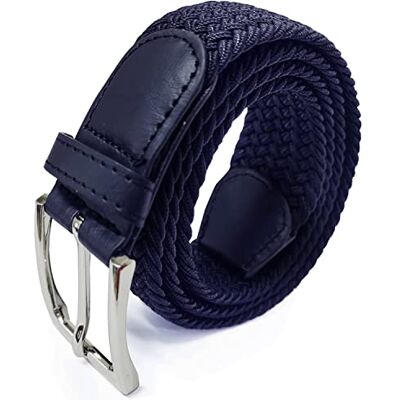 Glamexx24 Elastische uniseks gevlochten stof stretch riem voor dames en heren, Donkerblauw 155 Glamexx24 Elastische uniseks gevlochten stof stretch riem voor dames en heren, Donkerblauw 155