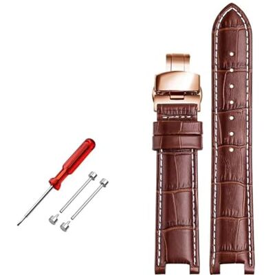 ROWCES Horlogebandje van leer, 22 x 13 mm/20 x 11 mm, gekerfde horlogeband, accessoires voor heren ROWCES Horlogebandje van leer, 22 x 13 mm/20 x 11 mm, gekerfde horlogeband, accessoires voor heren