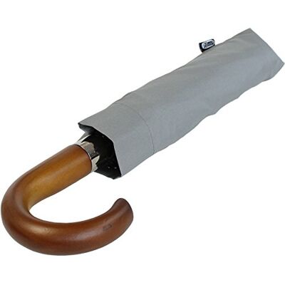 iX-brella IX de Brella Monsieur XXL display 121 cm met houten handvat en echt en automatische sluiting, grijs., XXL zakparaplu iX-brella IX de Brella Monsieur XXL display 121 cm met houten handvat en echt en automatische sluiting, grijs., XXL zakparaplu