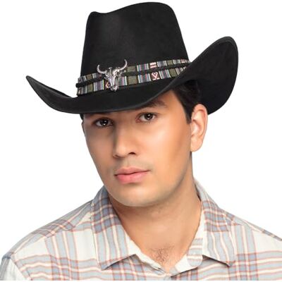 Boland Django cowboyhoed voor volwassenen, westernhoed voor carnaval, carnaval en themafeest, zwart Boland Django cowboyhoed voor volwassenen, westernhoed voor carnaval, carnaval en themafeest, zwart