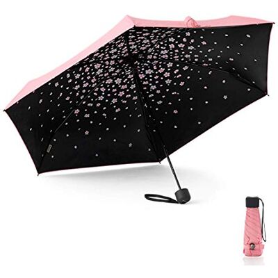 Meiyijia Compacte en opvouwbare paraplu, uv-bescherming, draagbaar, mini-dame paraplu handmatige schakelaar roze kersenbloesemmotief ontvouwen 90 cm, 90 cm Meiyijia Compacte en opvouwbare paraplu, uv-bescherming, draagbaar, mini-dame paraplu handmatige schakelaar roze kersenbloesemmotief ontvouwen 90 cm, 90 cm