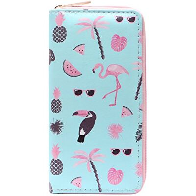 DonDon Portemonnee voor dames of kleine meisjes met ritssluiting, Flamingo en fruit, Modern DonDon Portemonnee voor dames of kleine meisjes met ritssluiting, Flamingo en fruit, Modern