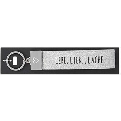 Depesche 4298-038 sleutelhanger met lussen van vilt met gravure van metaal en cultdruk, leven, lachen, zilver, ca. 18,7 x 4,4 x 1 cm Depesche 4298-038 sleutelhanger met lussen van vilt met gravure van metaal en cultdruk, leven, lachen, zilver, ca. 18,7 x 4,4 x 1 cm