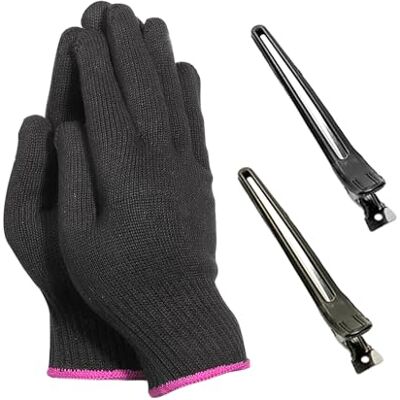 MEMOFYND Hittebestendige handschoenen met 2 haarspelden, professionele strijkhandschoenen voor kappers en stylingtools MEMOFYND Hittebestendige handschoenen met 2 haarspelden, professionele strijkhandschoenen voor kappers en stylingtools