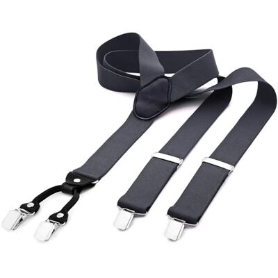 DonDon brede bretels 3,5 cm 4 Y-vormige leren clips elastisch en in lengte verstelbaar zwart blauw One Size DonDon brede bretels 3,5 cm 4 Y-vormige leren clips elastisch en in lengte verstelbaar zwart blauw One Size