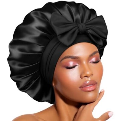 BONNET QUEEN Satijnen nachtmuts voor krullend haar, nachtmuts van zijde met brede elastische zijdeband, verstelbare hoed. M BONNET QUEEN Satijnen nachtmuts voor krullend haar, nachtmuts van zijde met brede elastische zijdeband, verstelbare hoed. M