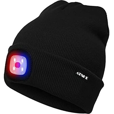 ATNKE Heldere LED Muts Lichtgevende Beanie Cap Unisex Koplamp Oplaadbare Hoed Rood en Blauw Gloed Knipperend Alarm Koplamp Multi-Color ATNKE Heldere LED Muts Lichtgevende Beanie Cap Unisex Koplamp Oplaadbare Hoed Rood en Blauw Gloed Knipperend Alarm Koplamp Multi-Color