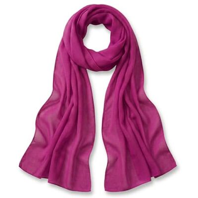 TigerTie Chiffon-sjaal voor dames, effen kleur, maten van de sjaal: 160 cm x 36 cm, Made in Italy, Magenta One Size TigerTie Chiffon-sjaal voor dames, effen kleur, maten van de sjaal: 160 cm x 36 cm, Made in Italy, Magenta One Size