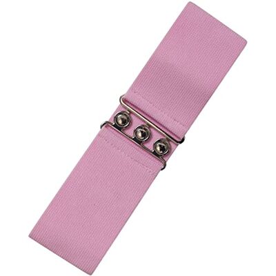Ro Rox Brede elastische riem voor dames, hoge taille, retrostijl, vintage, stretchriem voor jurken, jaren 50, zilverkleurige of gouden gesp, babyroze en zilver Large Ro Rox Brede elastische riem voor dames, hoge taille, retrostijl, vintage, stretchriem voor jurken, jaren 50, zilverkleurige of gouden gesp, babyroze en zilver Large
