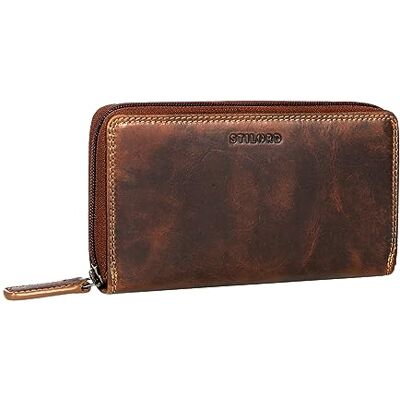 STILORD 'Frida' Portemonnee voor dames, leer, RFID-bescherming, vintage, grote portemonnee, RFID-kaarthouder, Salerno bruin, Vintage STILORD 'Frida' Portemonnee voor dames, leer, RFID-bescherming, vintage, grote portemonnee, RFID-kaarthouder, Salerno bruin, Vintage