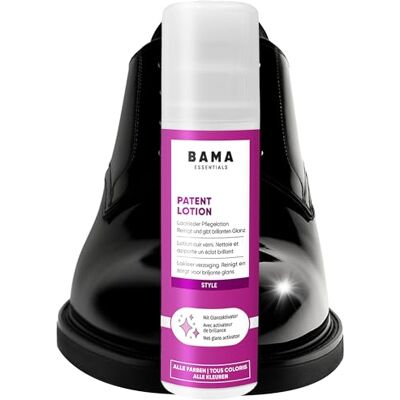 Bama schoenverzorgingslotion lakleerverzorging met glansactivator, reinigt en polijst lakleer voor een stralende glans, geschikt voor verschillende kleuren, 75 ml 75 ml Bama schoenverzorgingslotion lakleerverzorging met glansactivator, reinigt en polijst lakleer voor een stralende glans, geschikt voor verschillende kleuren, 75 ml 75 ml