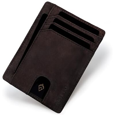 AKIELO Portemonnee, compacte kaarthouder met RFID-blokkering, minimalistische herenportemonnee, donkere moka-editie, Eén maat, dark mokka edition, Taille unique AKIELO Portemonnee, compacte kaarthouder met RFID-blokkering, minimalistische herenportemonnee, donkere moka-editie, Eén maat, dark mokka edition, Taille unique