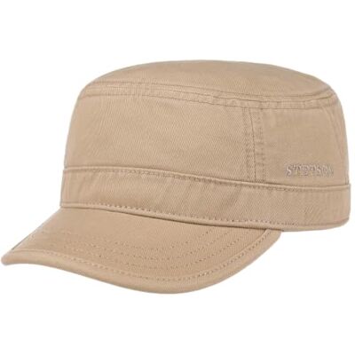 Stetson Gosper Army Pet voor dames/heren Urban militair met vizier, gesloten aan de achterkant lente-zomer, donkerbeige, 58-59 L (58-59 cm) Stetson Gosper Army Pet voor dames/heren Urban militair met vizier, gesloten aan de achterkant lente-zomer, donkerbeige, 58-59 L (58-59 cm)