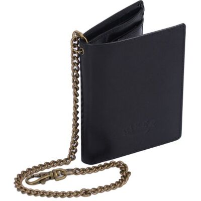 LEAS Bikerportemonnee van echt leer voor biker, met ketting, zwart, 13 x 9,5 cm, klassiek LEAS Bikerportemonnee van echt leer voor biker, met ketting, zwart, 13 x 9,5 cm, klassiek