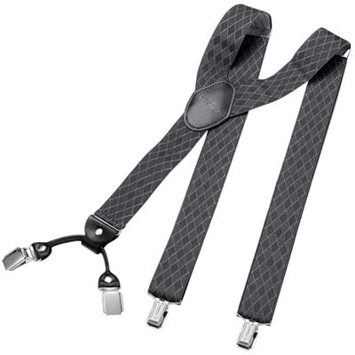 DonDon brede bretels 3,5 cm 4 Y-vormige leren clips elastisch en in lengte verstelbaar zwart blauw One Size DonDon brede bretels 3,5 cm 4 Y-vormige leren clips elastisch en in lengte verstelbaar zwart blauw One Size