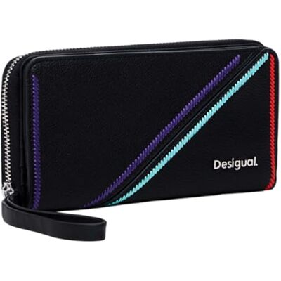 Desigual Lange PU-portemonnee voor dames, zwart, één maat, lange PU-portemonnee accessoires Desigual Lange PU-portemonnee voor dames, zwart, één maat, lange PU-portemonnee accessoires