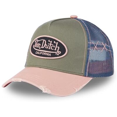 Von Dutch Verstelbare pet voor dames en heren, roze/blauw/donker kaki, één maat Eén maat Von Dutch Verstelbare pet voor dames en heren, roze/blauw/donker kaki, één maat Eén maat