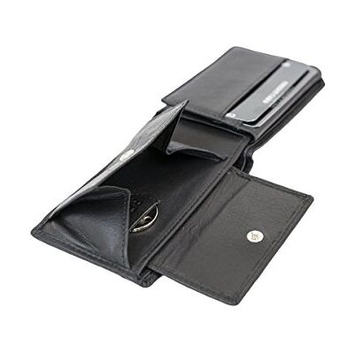 LEAS Kleine RFID-portemonnee voor dames en heren, liggend en veilig, RFID-bescherming, blokkering met geschenkdoos, echt leer, zwart, 10 x 7 cm, zwart., klassiek LEAS Kleine RFID-portemonnee voor dames en heren, liggend en veilig, RFID-bescherming, blokkering met geschenkdoos, echt leer, zwart, 10 x 7 cm, zwart., klassiek